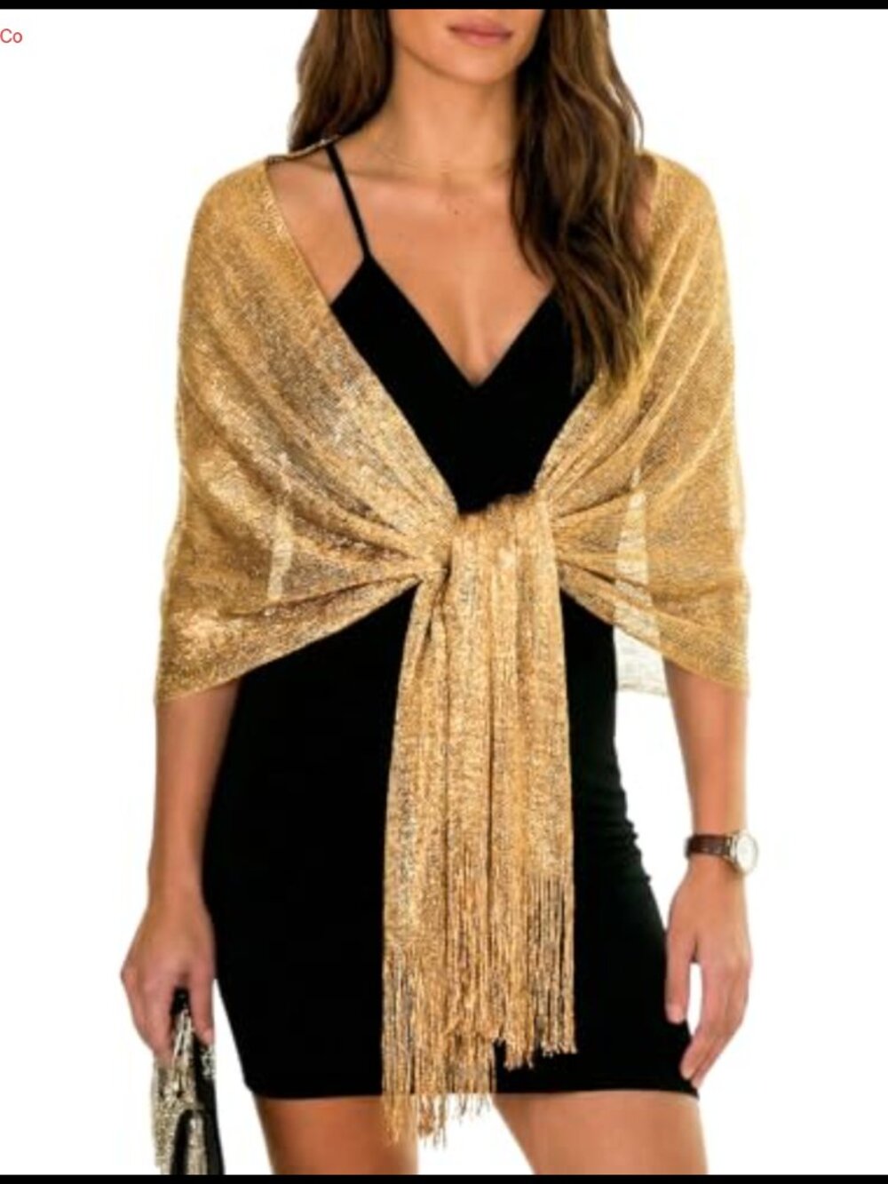Metallic Glitter Sparkling Shawl Wrap Evening Dresses Fringe Polyester